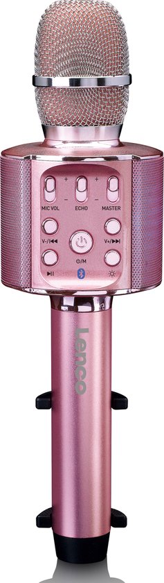 Lenco BMC-090PK - Bluetooth Karaoke Microfoon - Met Speaker en Verlichting - Roze