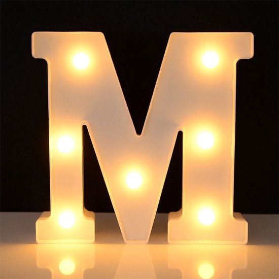 Lichtgevende Letter M - 16 cm - Wit - LED