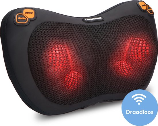 Lifeproducts Oplaadbaar Shiatsu Massagekussen - Massageapparaat met Warmtefunctie