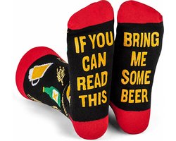 Malinsi® Grappige Sokken Bier - Leuke Huissokken AntiSlip Dames en Heren - Gekke Cadeaus Drank - Cadeautjes Volwassenen - Funny Socks - Vrolijke Slofsokken met Tekst - Cadeau voor Mannen Papa Vader - Vaderdag Geschenk Kados - Vaderdagcadeau