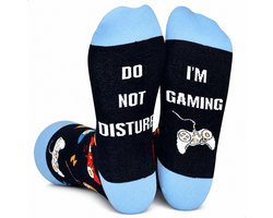 Malinsi® Grappige Sokken - I'm Gaming, Do not Disturb - Leuke Huissokken Heren - Gekke Cadeaus Cadeautjes Volwassenen - Funny Socks met Tekst - Cadeau voor Hem Mannen Papa Vader - Vaderdag Geschenk Kados Vaderdagcadeau Verjaardag Giftset