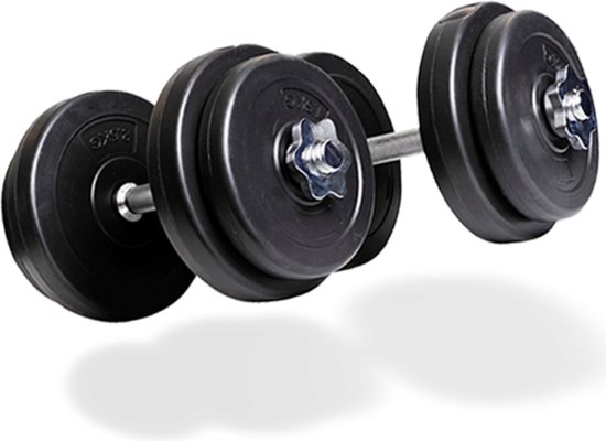 Matchu Sports - Dumbbell set - Verstelbare Dumbells - Halterset - Gewichten - 2 x 10 kg - Set van 2 stuks - Zwart