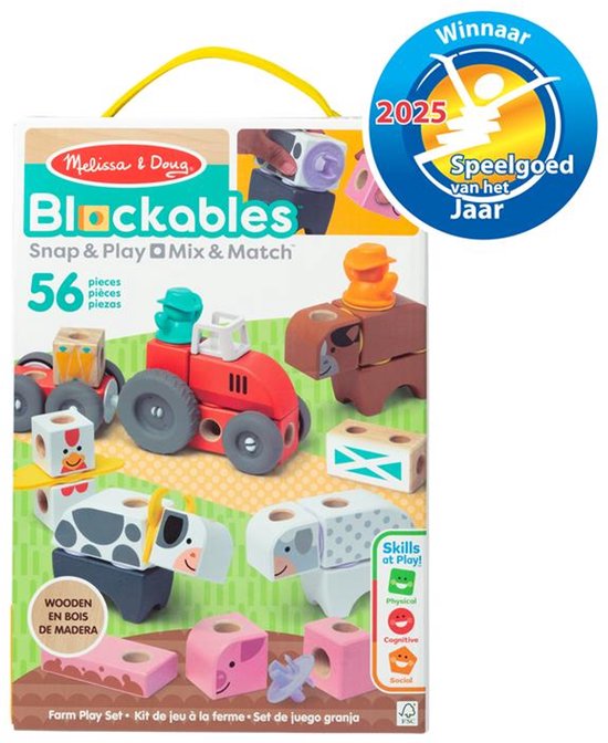 Melissa & Doug – Blockables™ Boerderij speelset – met draagbare bewaardoos