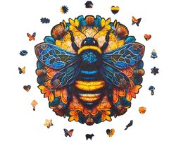 Milliwood - PH653 Houten Puzzel Honingbij | 3D Puzzels bouwpakket | Hobby Speelgoed voor kinderen & volwassenen | Wanddecoratie Woonkamer | 206 stukjes Ø32cm | In luxe geschenkdoos