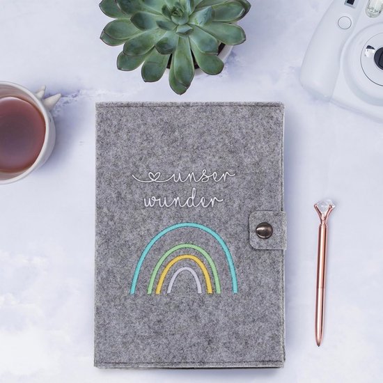 Moederpaspoorthoes van vilt - Regenboog Pastel - Persoonlijk Cadeau voor Zwangere Vrouwen