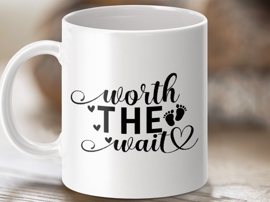 Mok Worth The Wait, Nieuwe Baby, Zwangerschap Aankondiging, Mama To Be Cadeau, Pasgeboren Geschenk, Baby Shower, Gepersonaliseerde Koffiemok