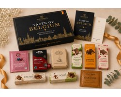 Moodbox Gifts - Taste of Belgium Box Select - Luxe Belgisch Cadeaupakket met Chocolade, Koffie, Thee en Belgische Lekkernijen - Gepersonaliseerde Boodschapkaart