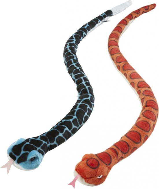 Nature Planet - Pluche slangen knuffels - set van 2x stuks van 152 cm