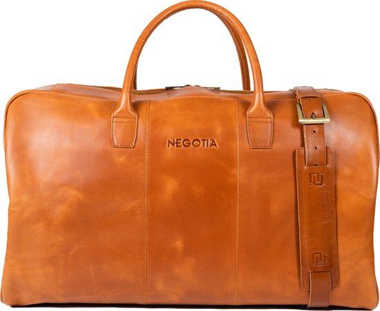 NEGOTIA Delta - Leren Weekendtas - Leren Reistas - Duffel Bag - 100% Luxe Top-Grain Leer - Bruin