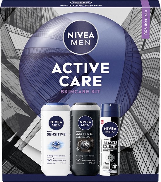 NIVEA MEN Active Care Geschenkset Mannen - Deo & Showergel - Cadeau Verjaardag Man - Cadeauset - Giftbox - Vaderdag cadeau