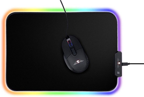 No Fear Game Muismat met Licht - RGB LED met 14 Lichtmodi - Antislip - Zwart