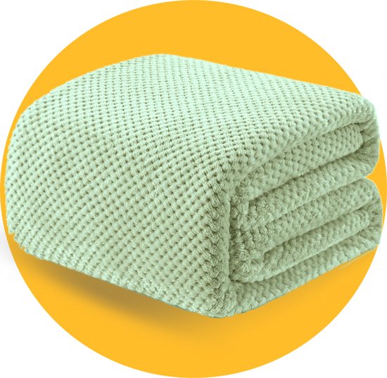 Pasper Fleece deken 150 x 200 cm - Groen - 230 GSM - Wafelstructuur voor extra warmte - Zachte plaid voor bank, bed en decoratie