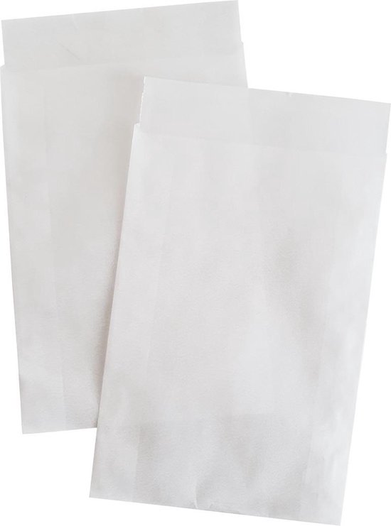 Pergamijn envelop / zakje semi transparant 63 x 93 + 14mm klep per 100 stuks