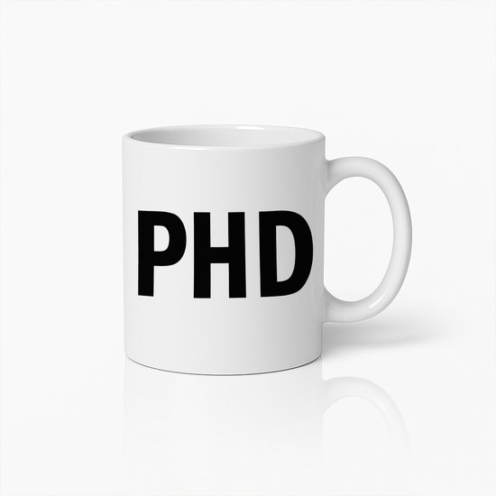 PHD Koffiemok – Grappig Academisch Student Afstudeer Cadeau – 330ml Keramische Beker