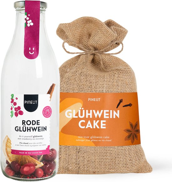 Pineut ® Glühwein & Cake Geschenkset - Winterklassieker - Smaakvol Cadeau voor Sinterklaas & Kerst - Mix, Bak & Geniet - Maak het Lekker Zelf