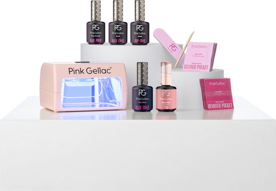 Pink Gellac Gellak Starterspakket - Peel off Gel Nagellak Set inclusief LED lamp - Voor Gelnagels - 5 stuks