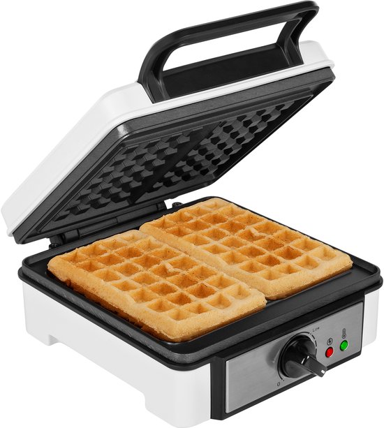 Princess 132397 Wafelijzer - 2 Belgische wafels - 4x7 - Regelbare thermostaat - Anti aanbaklaag - 1200 Watt - 20 x 20 cm - Wit