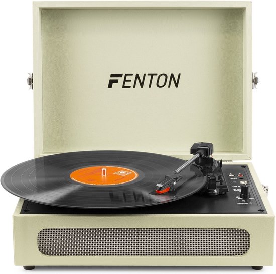 Retro Platenspeler Bluetooth in & out - Fenton RP118 - model 2023 - Geschikt voor alle platen - Ingebouwde speakers - Crème