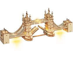Robotime 3D puzzel - Tower Bridge - TG412 - Met LED verlichting - Puzzelen - Londen - Houten puzzel - Gebouwen - Bouwpakket - Hout