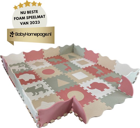 Roolsy Speelmat – Puzzelspeelmat Foam voor Baby en Peuters – Speelkleed met Opstaande Rand – Opvouwbare Vloerpuzzel - Inclusief Opbergtas