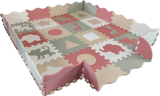 Roosly Speelmat - Speelkleed - Speelmat Baby - Speelkleed Baby - Babygym - Speelmat foam met Opstaande Rand – Vloerpuzzel - Puzzelmat - Inclusief Opbergtas – Roosly Dreams
