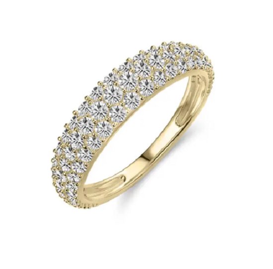 Schitterende 14 Karaat Gouden Pavé Ring met Briljanten 17.25 mm. (maat 54) | Aanzoeksring |Verloving