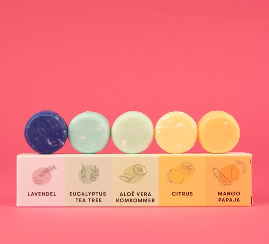 Shampoo Bars proefpakket | SLS- & SLES-vrij | Dierproefvrij | Plasticvrij | Crueltyfree | Ideaal voor droog haar | Zeer geschikt voor een droge hoofdhuid | 100% biologisch afbreekbare verpakking