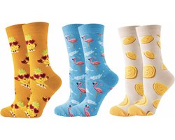 SilverAndCoco - 3 Paar Gekke Vrolijke Foute Sokken / Leuke Grappige Happy Oranje Dikke Warme Huissokken Dames & Heren Kerstcadeau pakket / Thermosokken Katoen / Wintersokken Mannen en Vrouwen Socks Sinterklaas Schoen Kerst Cadeautje