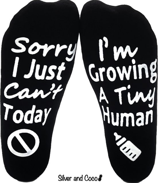 SilverAndCoco® - Tiny Human Sokken / Gekke Vrolijke Foute Happy Baby Zwangerschaps Kleding / Leuke Grappige Warme Gender Reveal Socks / Zwanger Geschenk Sok Katoen / Baby Shower Vrouwen Kerst Cadeau met Tekst - Ik krijg een Baby