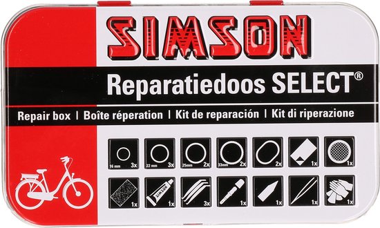Simson fietsband reparatieset select - banden plakset - lekke band - onderweg