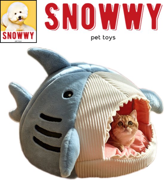 SNOWWY - Dierenmand haai design - Kattenmand - Hondenmand - Dierenbed - Hondenbed - Kattenbed - Haai design - Shark design - Dierenhuis - Kattenhuis - Hondenhuis - BLAUW