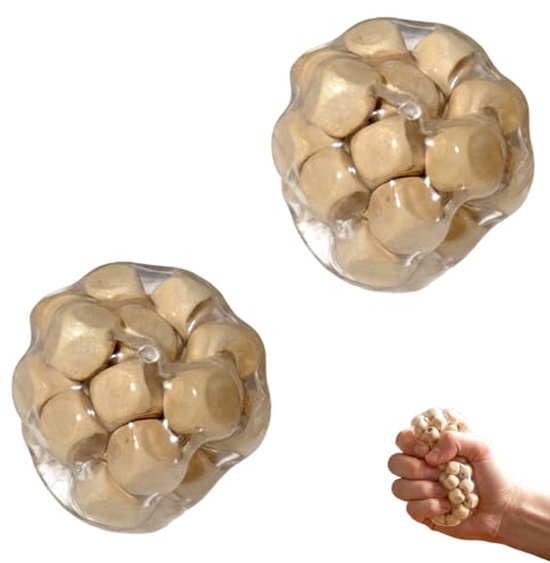 Stressbal‑fidget‑2 stuks‑hout‑crunchy squishy voor bureau, kantoor en studieruimte