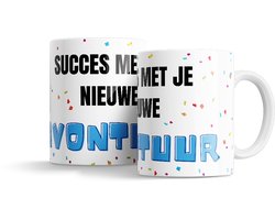 Succes mok - Nieuw avontuur - Afscheidsmok - Mok cadeau - Afscheidscadeau collega - Theemok - Koffiemok - 330 ML - Fotofabriek