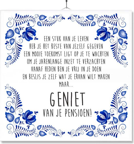 Tegel Met Opdruk | Kado | Cadeau | Geniet van je pensioen
