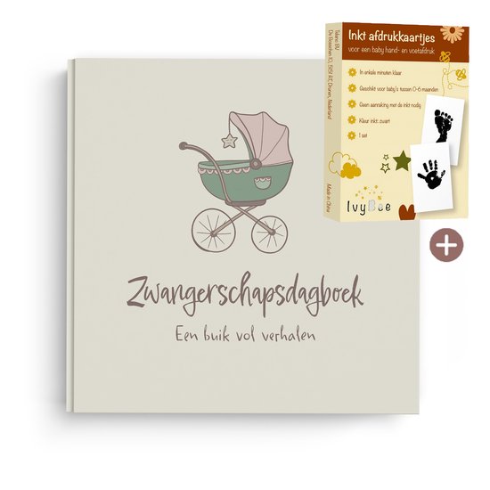 Telano Zwangerschapsdagboek voor 9 Maanden - Baby Voetafdruk en Handafdruk Zwart Inktafdruk - Zwangerschap Cadeau