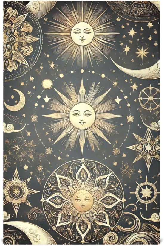 Theedoeken Set - Keukendoeken Vaatdoeken - Keukenwerk - Zacht Katoen-Linnen Gevoel - 71 x 46 cm - Zon Maan Sterren