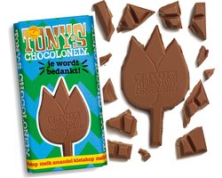 Tony's Chocolonely Melk Amandel Kletskop Chocoladereep "Je wordt Bedankt!" Chocolade Cadeau Belgische Fairtrade Chocola Geschenk voor Man en Vrouw 1 x 180 gram