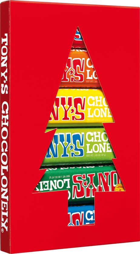 Tony's Chocolonely Chocolade Proeverijtje Kerstboom - Kerstcadeau - Kerst Kadootjes - Kerstkado - Verschillende Melk en Puur Repen - Belgische Fairtrade Chocolade - 288 Gram