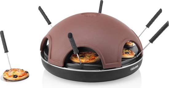 Tristar Pizza Festa Gourmet PZ-9156 - Pizza Gourmetstel 6 personen - Terracotta pizzaoven - RVS bakplaat - Inclusief 6 spatels en uitsteekvorm