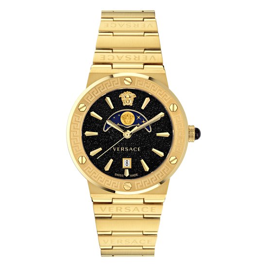 Versace Greca Logo Moonphase VE7G00323 Horloge - Staal - Goudkleurig - Ø 38 mm