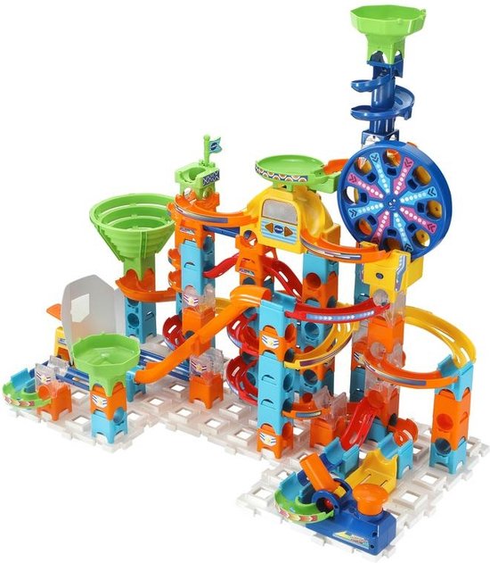 VTech Marble Rush Ultimate Set Elektronisch XL100E Knikkerbaan - 128 Onderdelen - Incl. 10 Knikkers - met Licht- en Geluidseffecten - Sinterklaas Cadeau - Speelgoed 3 tot 12 Jaar