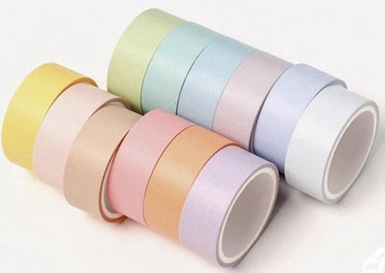 Washi Tape Pastel - Set met 12 rollen Masking Tape