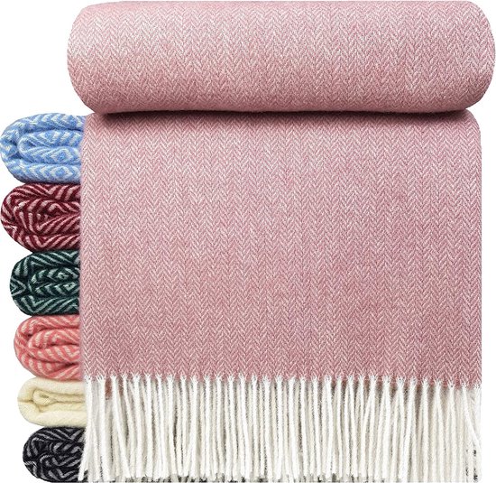 Wollen Plaid - OSLO - Oud Roze (140x200cm) Deken - 100% Wol