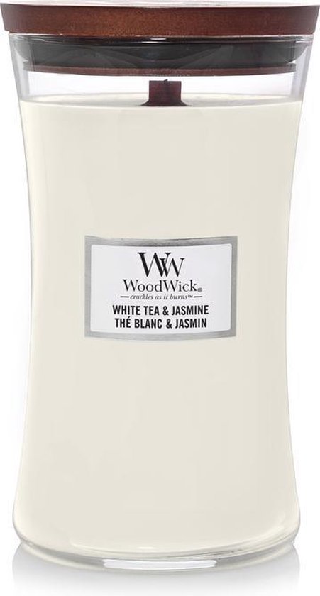 WoodWick Hourglass Large Geurkaars - White Tea & Jasmine