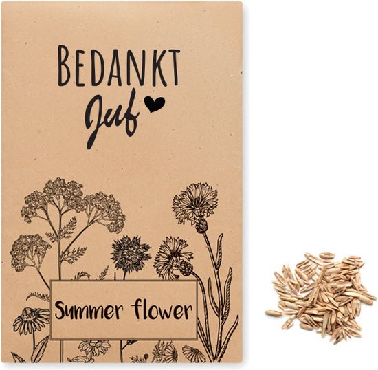 Zakje gemengde zomer bloemzaden - Bedankt juf cadeau - Bedankt voor het leuke schooljaar - Juf cadeau - Afscheidscadeau